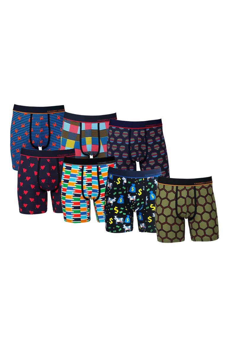 7-Pack Assorted Stretch Cotton Boxer Briefs, Main, color, BLACK/ BLUE/ GREEN MULTI