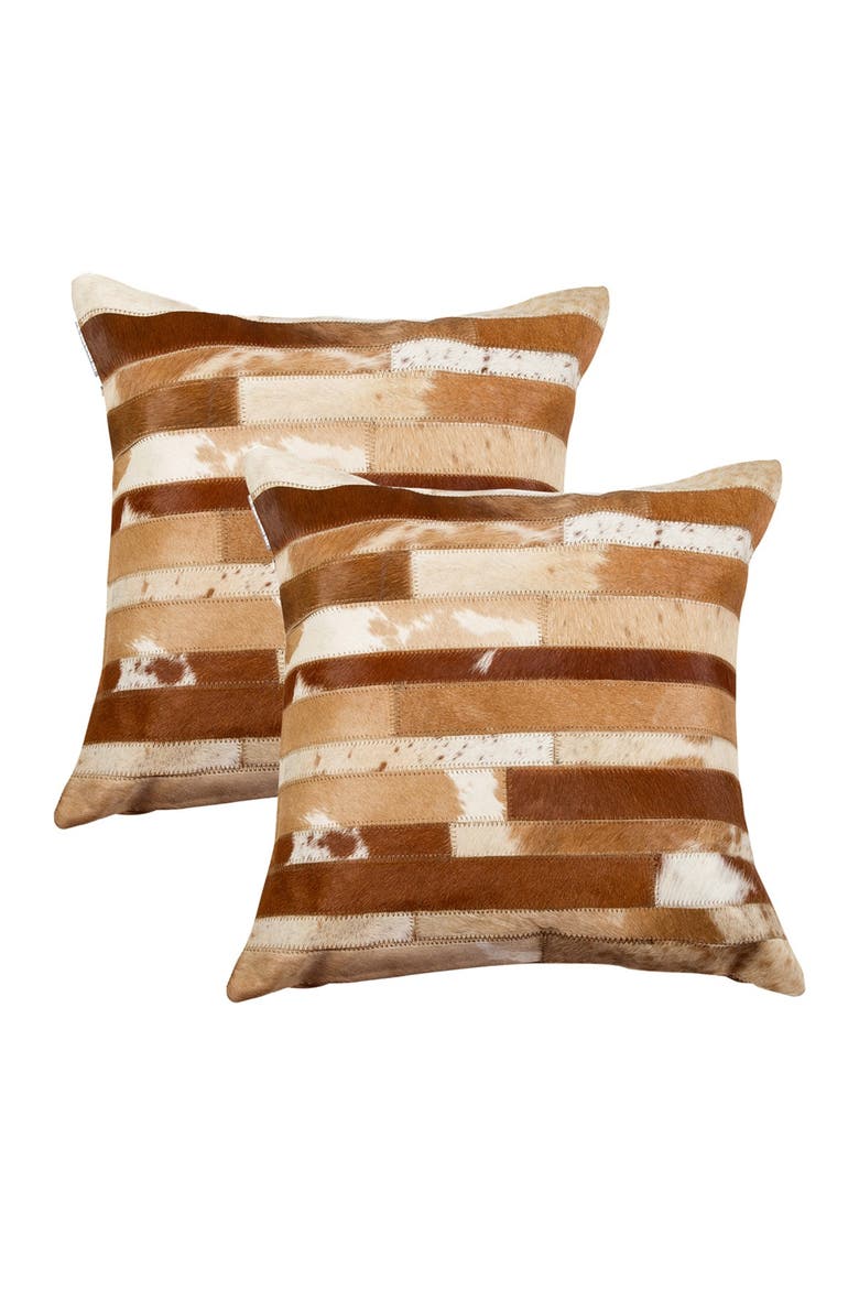 Torino Madrid Pillow 18" X 18" - Brown & White - Pack of 2, Main, color, BROWN / WHITE