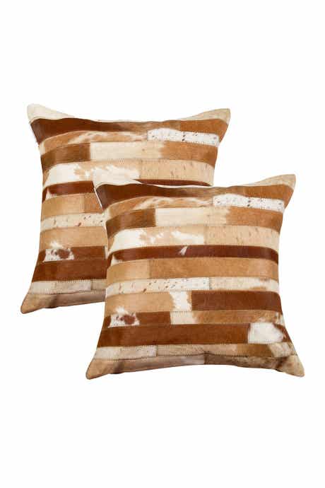 Natural Torino Madrid Pillow 18" X 18" - Brown & White - Pack of 2