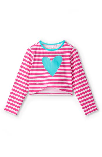HATLEY HATLEY KIDS' CANDY STRIPE HEART LONG SLEEVE RASHGUARD