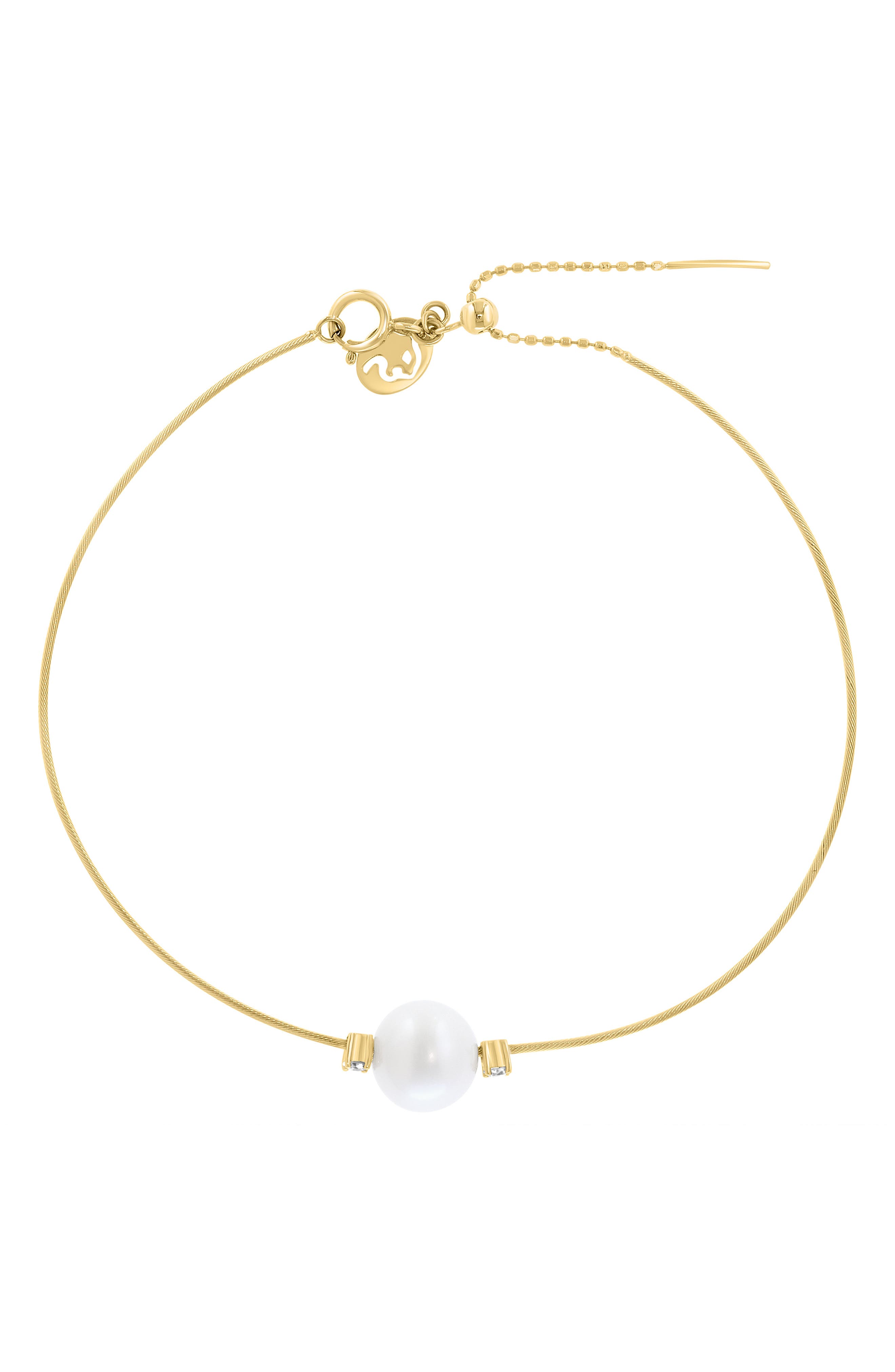 14K Gold Diamond & Freshwater Pearl Bracelet