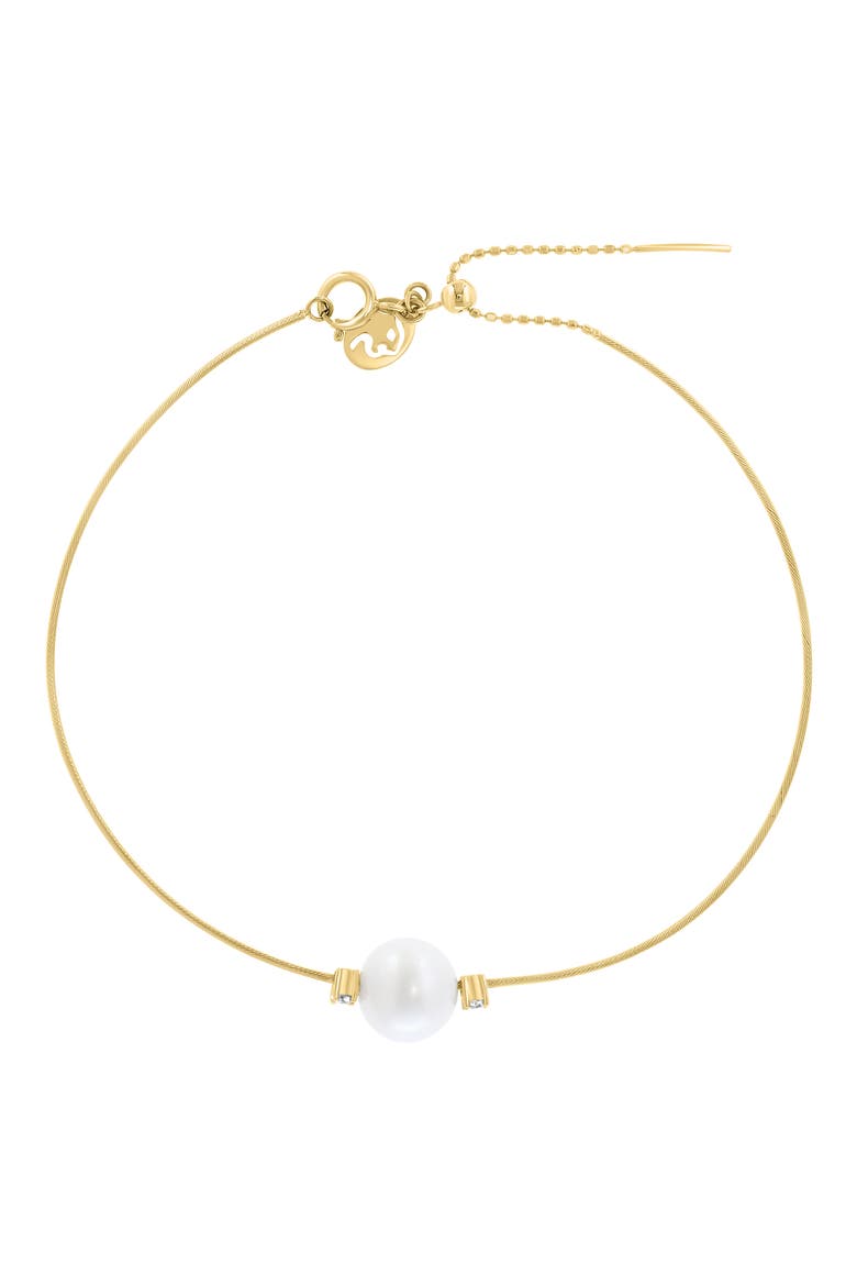 14K Gold Diamond & Freshwater Pearl Bracelet, Main, color, WHITE