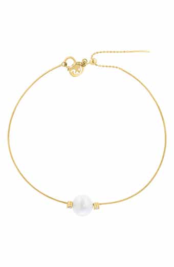 14K Gold Diamond & Freshwater Pearl Bracelet