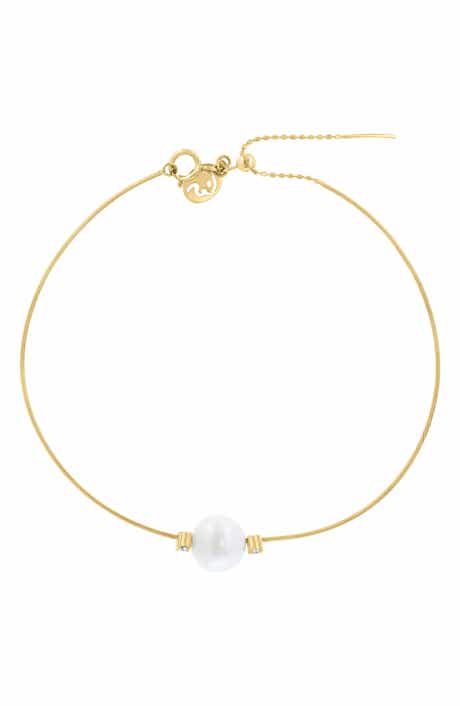 14K Gold Diamond & Freshwater Pearl Bracelet