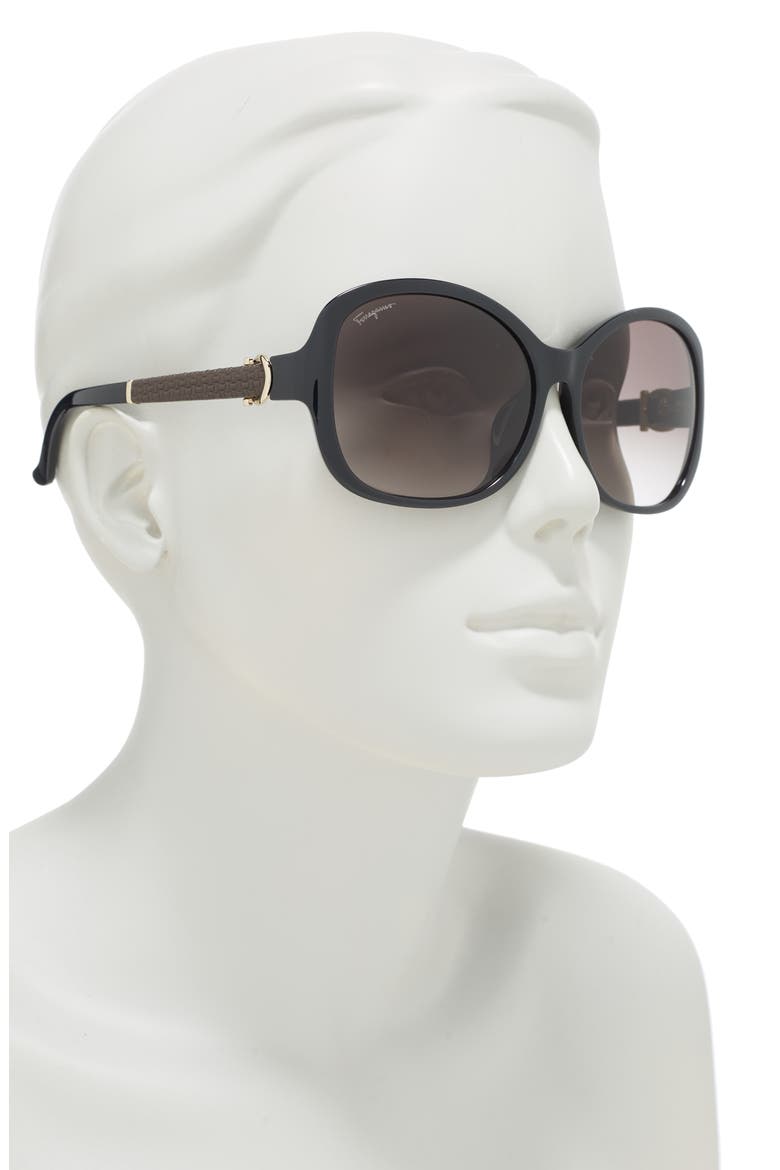 Salvatore Ferragamo 59mm Square Sunglasses, Alternate, color, BLACK