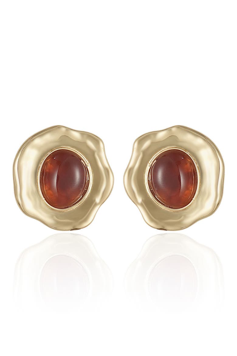 Hammered Stone Stud Earrings, Main, color, TIGERS EYE