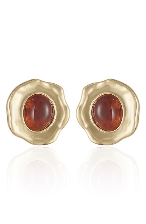 Hammered Stone Stud Earrings