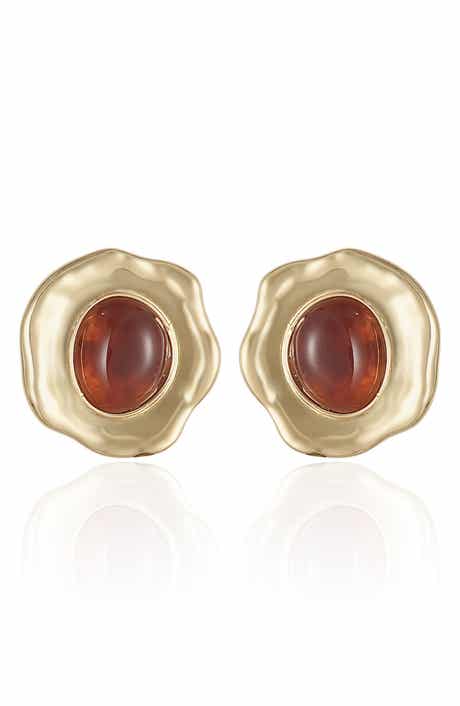 Hammered Stone Stud Earrings