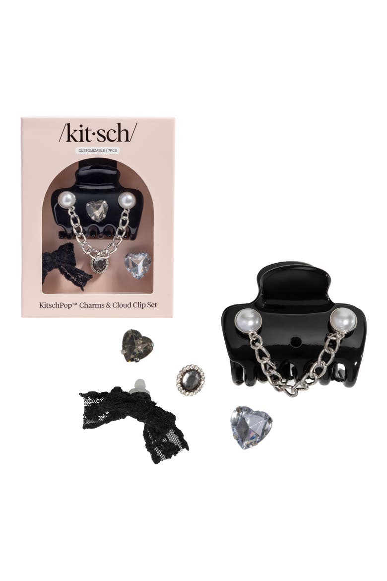 KitschPop™ Charms & Cloud Hair Clip 7-Piece Set, Main, color, BLACK