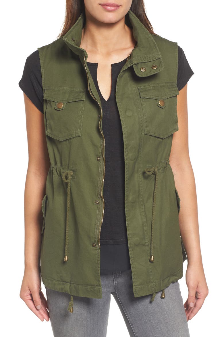 Cotton Twill Military Vest, Main, color, ARMY GREEN