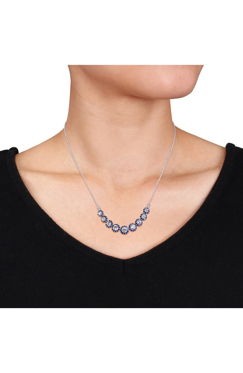 Julianna B. Lab-Created Sapphire Journey Halo Necklace, Alternate, color, Created Sapphire