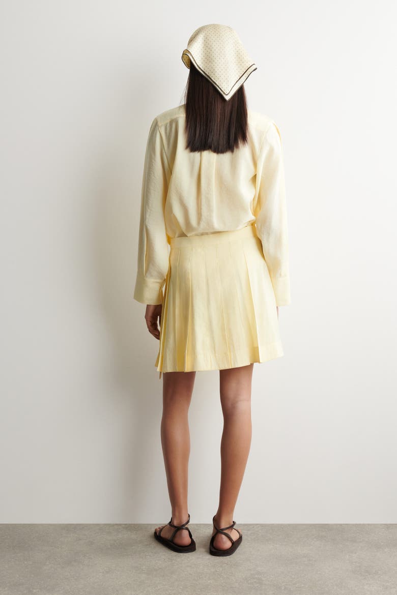 Pleated Mini Wrap Skirt, Alternate, color, BUTTER YELLOW