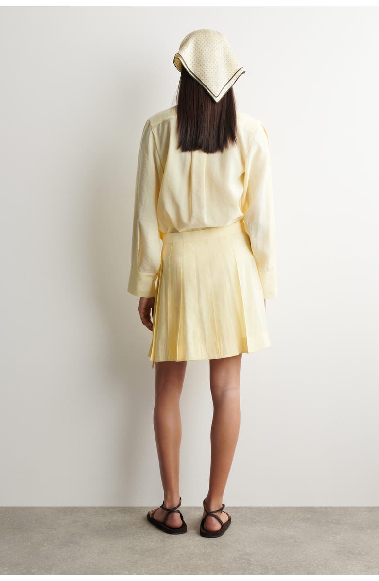 COS Pleated Mini Wrap Skirt, Alternate, color, Butter Yellow