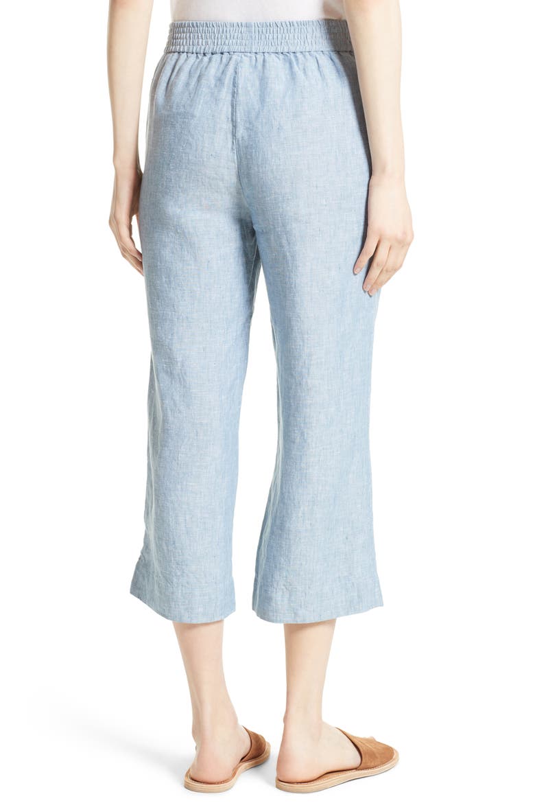 Azelie Linen Crop Pants, Alternate, color, ANTIQUE CHAMBRAY