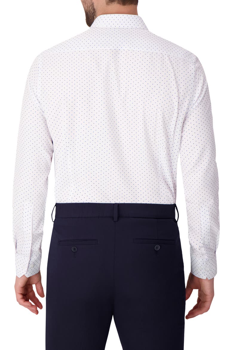 Dot Print Slim Fit Stretch Dress Shirt, Alternate, color, WHITE