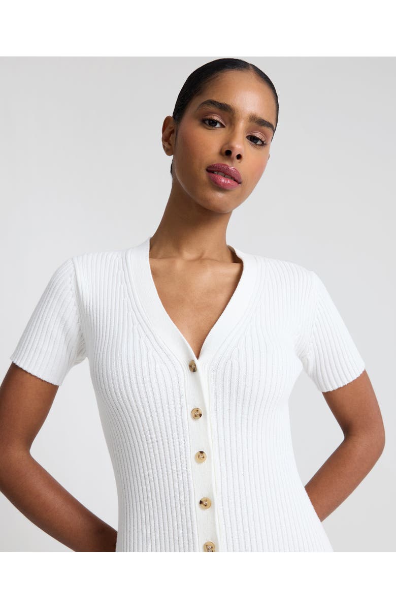 Onia V-Neck Button Front Dress, Alternate, color, White