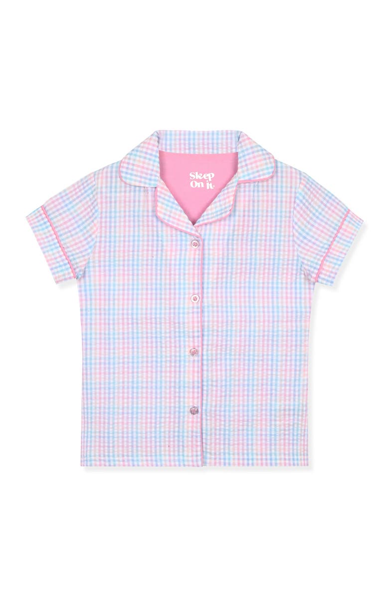 SLEEP ON IT Kids' Two-Piece Short Pajamas & Scrunchie Set, Alternate, color, Pink Multi