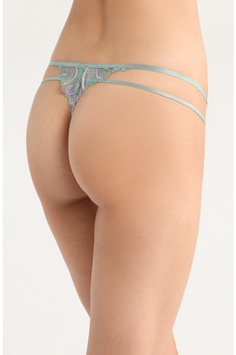 Lauren Embroidered Mesh Thong, Alternate, color, SILT GREEN