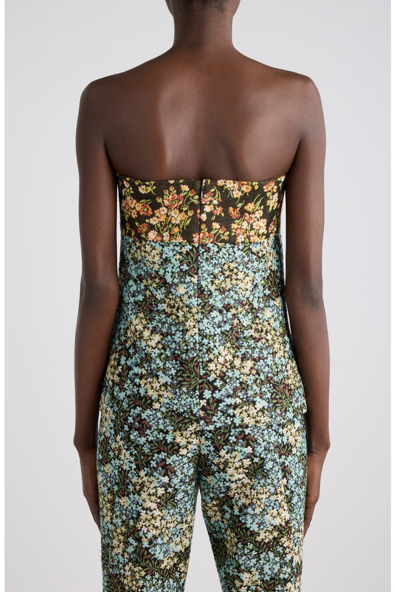 Ciliasa Strapless Floral Gobelin Top, Alternate, color, BROWN