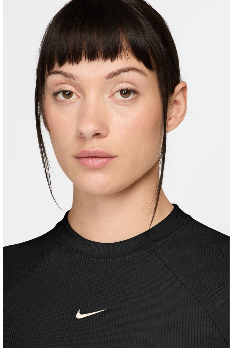 Chill Crop Rib T-Shirt, Alternate, color, BLACK/ SAIL