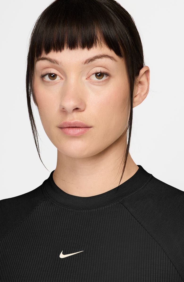 Nike Chill Crop Rib T-Shirt, Alternate, color, Black/ Sail