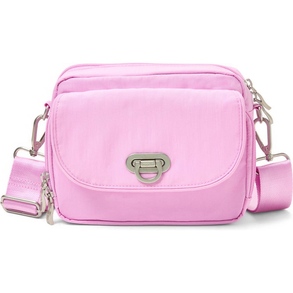 Shop Baggallini Coastal Flip Lock Camera Bag Crossbody In Hibiscus Pink