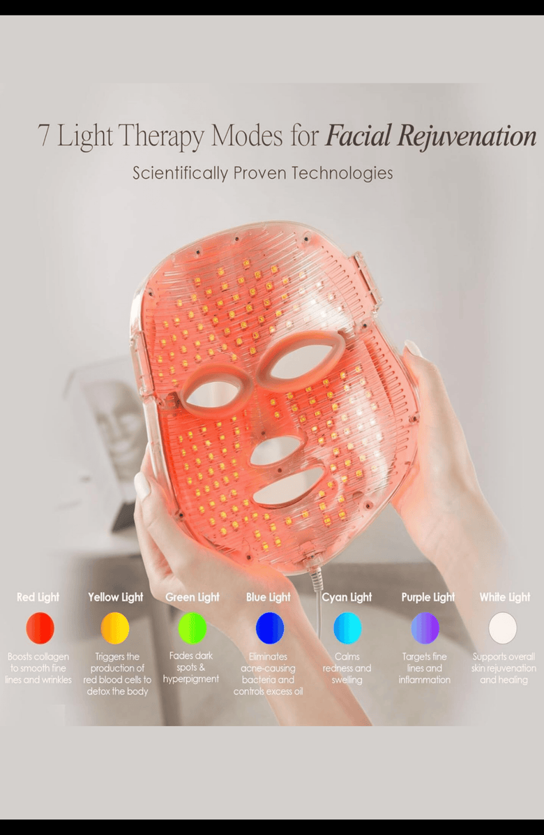 Lovery 7-Color LED Light Therapy Facial Mask for Radiant Skin, Alternate, color, White