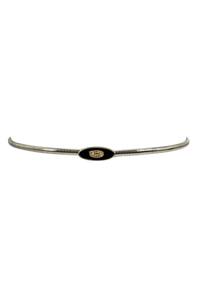 Vintage 1980s Silver Tone Snake Chain Stretch Skinny Belt, Alternate, color, silver