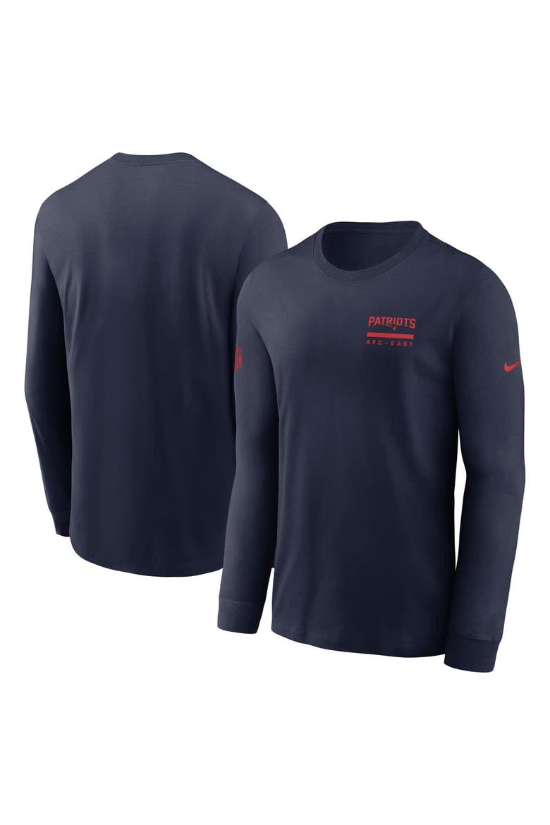 Men's Nike Navy New England Patriots Sideline Performance Long Sleeve T-Shirt, Main, color, Navy