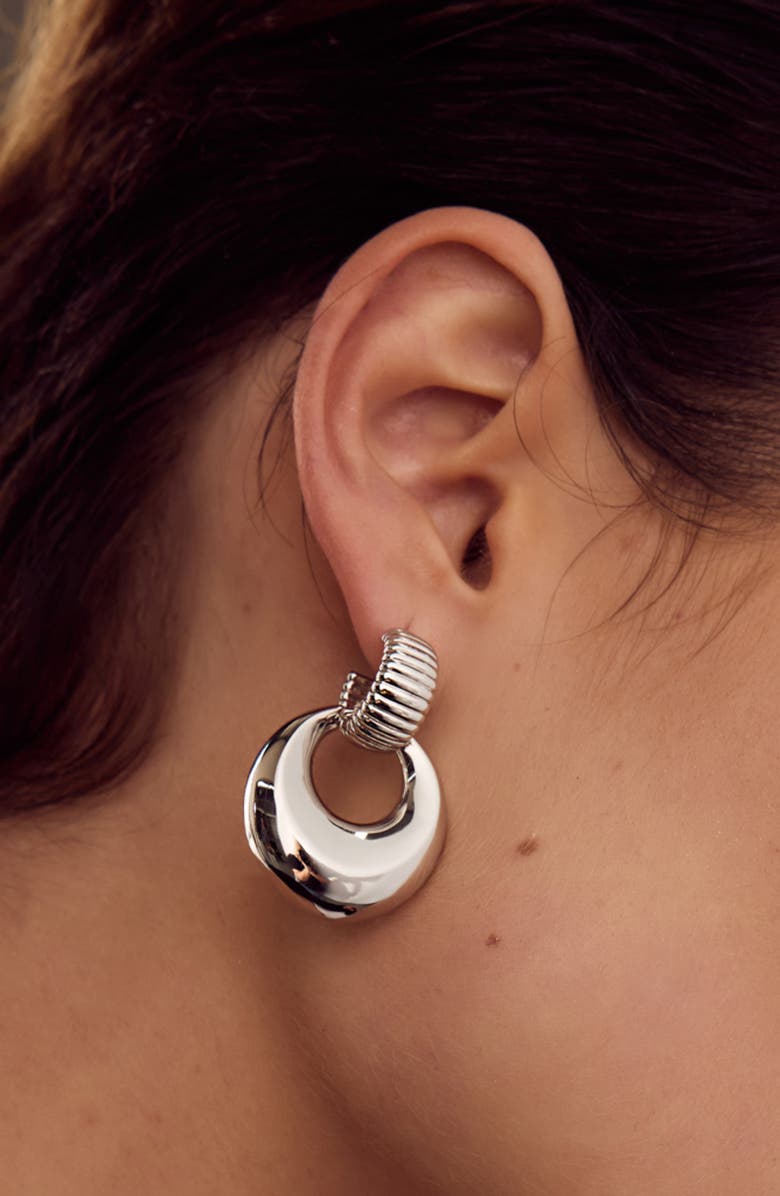 Luv AJ Remy Doorknocker Hoop Earrings, Alternate, color, Silver