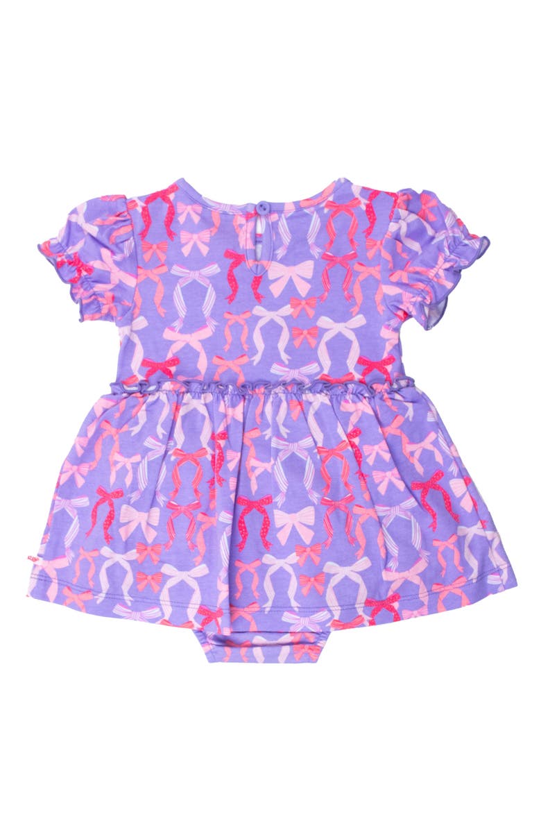 RuffleButts Baby Girls Knit Puff Sleeve Skirted Romper, Alternate, color, Rosy Ribbons