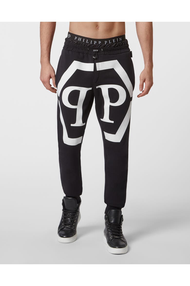 Jogging Trousers Hexagon Men, Main, color, black/white