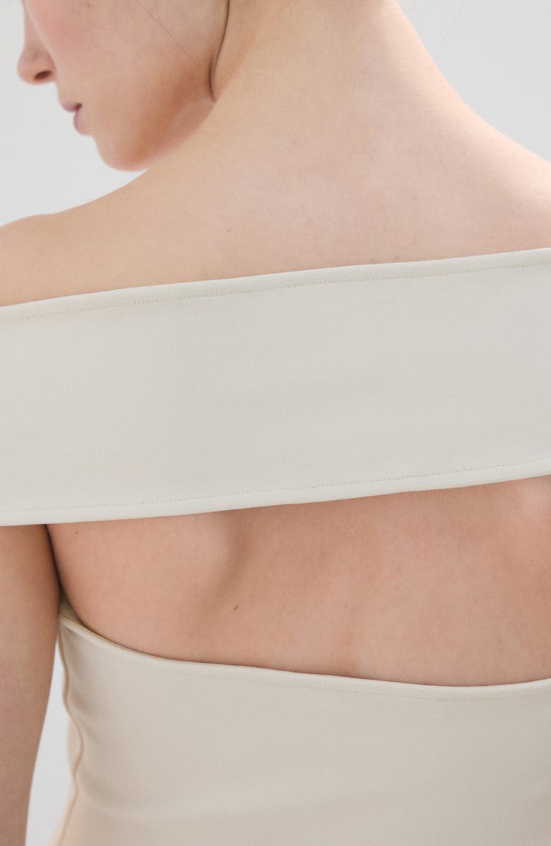 MANGO Off the Shoulder Fitted Top, Alternate, color, Ivory