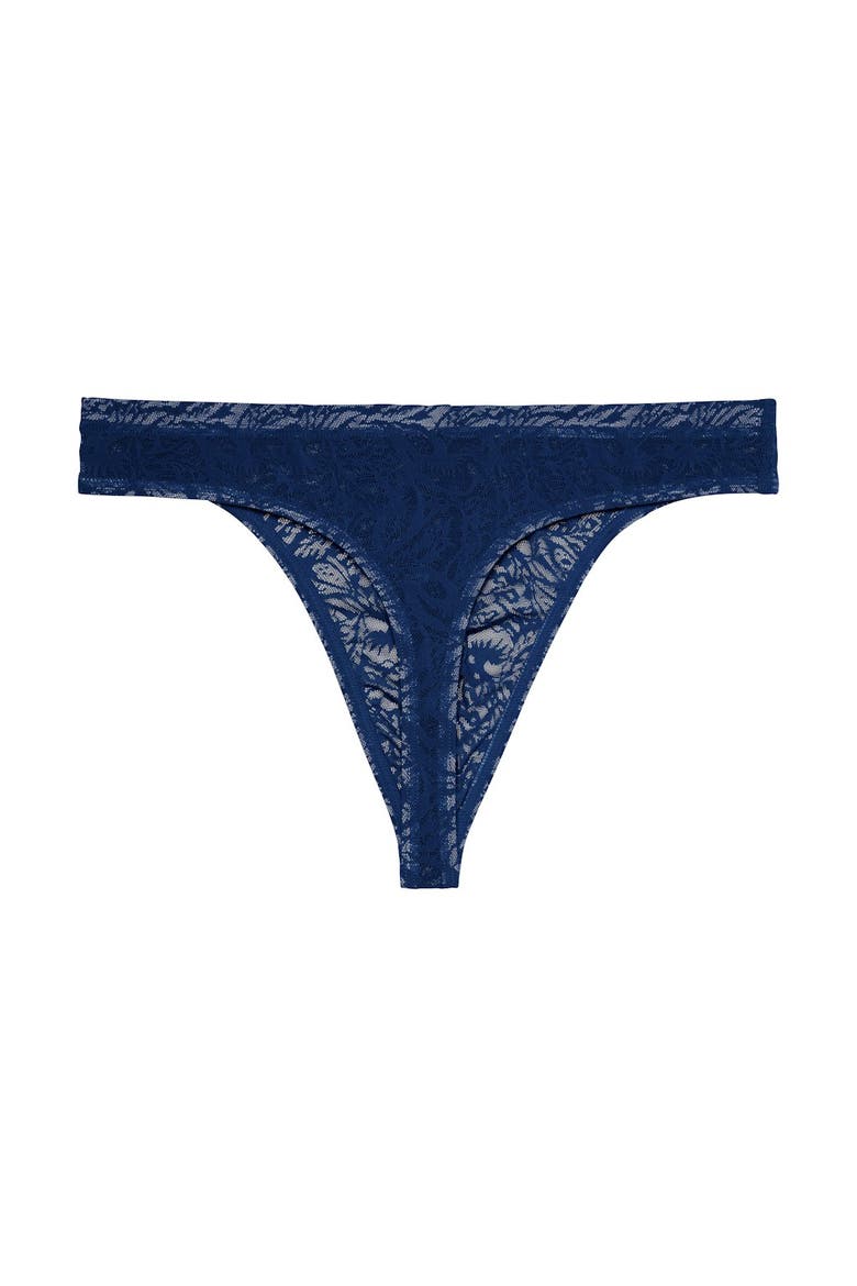 Free Cut Lace Thong, Alternate, color, Navy