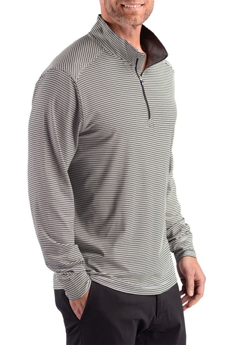 Forge Epic Confidence Stripe Performance Quarter Zip Pullover, Alternate, color, BLACK/ WHITE