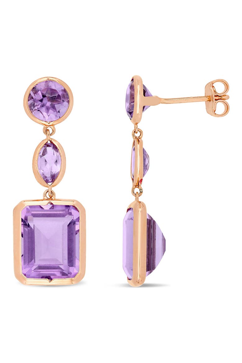Rose Rhodium Plated Sterling Silver Drop Earrings, Main, color, PURPLE
