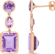 DELMAR Rose Rhodium Plated Sterling Silver Drop Earrings