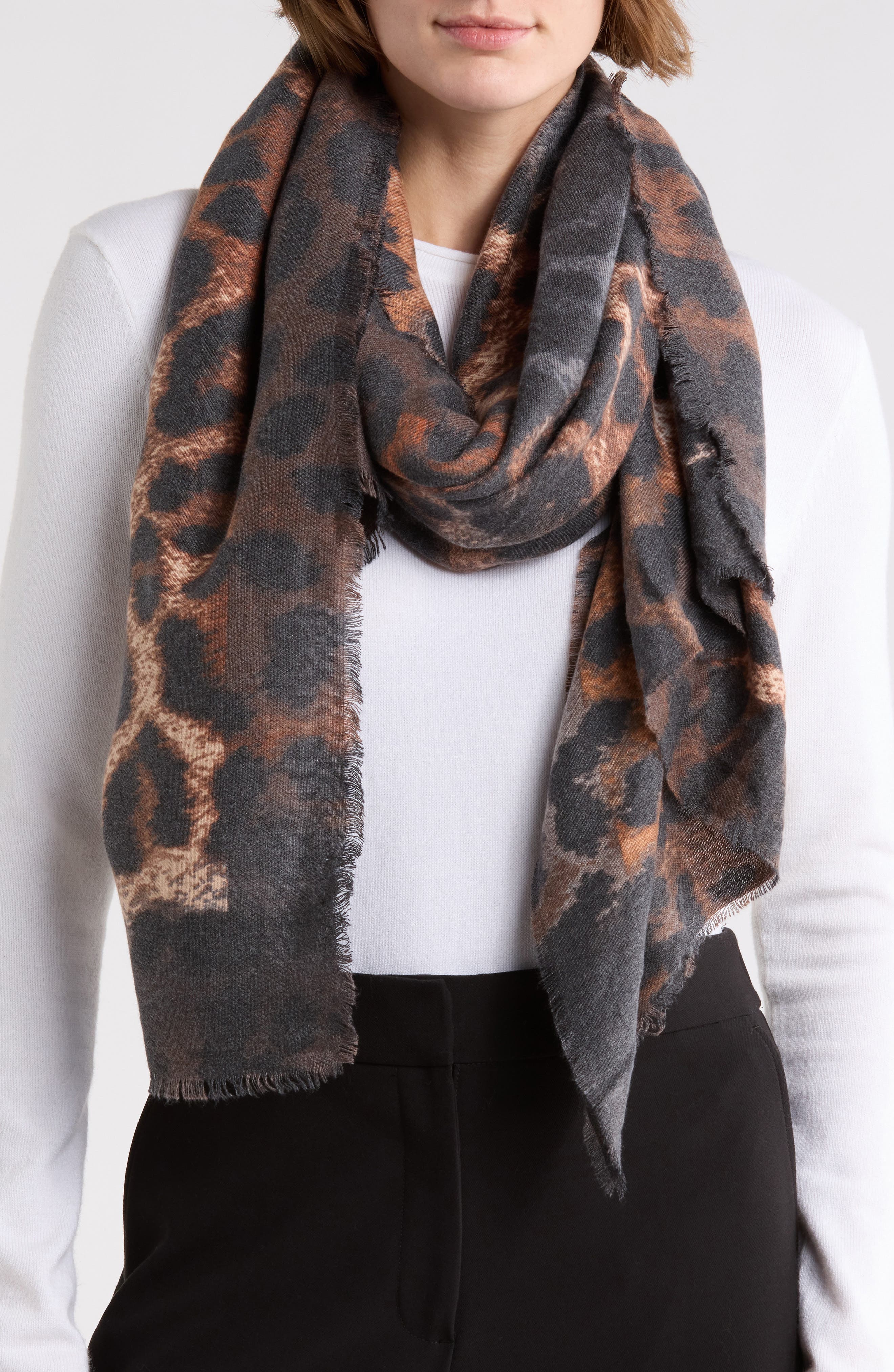 Vince Camuto Brushstroke Leopard Scarf