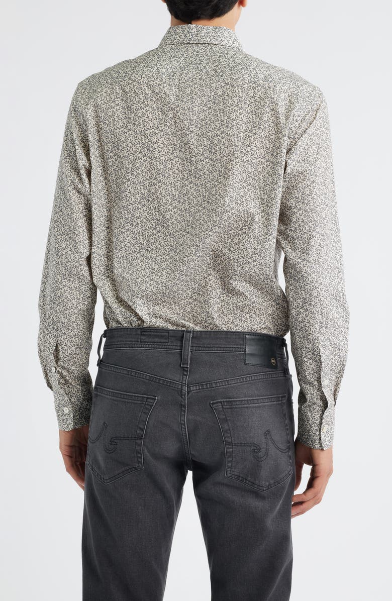 Canali Regular Fit Floral Cotton & Lyocell Dress Shirt, Alternate, color, Beige