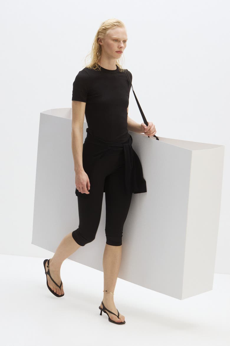Cooling Slim Fit Ribbed T-shirt, Alternate, color, Black