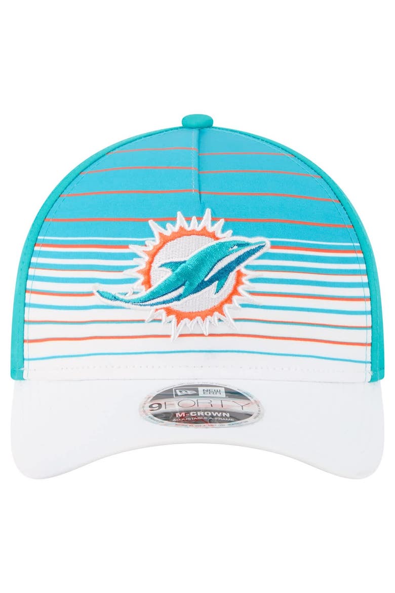 Men's New Era  White/Aqua Miami Dolphins Adventure Gradient 9FORTY M-Crown A-Frame Adjustable Hat, Alternate, color, White