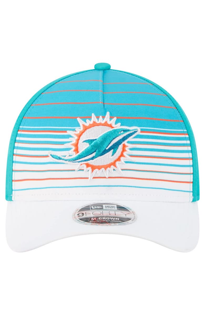 New Era Men's New Era White/Aqua Miami Dolphins Adventure Gradient 9FORTY M-Crown A-Frame Adjustable Hat, Alternate, color, White