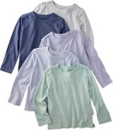 BUTTERBLU Kids' London Long Sleeve Organic Cotton Assorted 5-Pack T-Shirts
