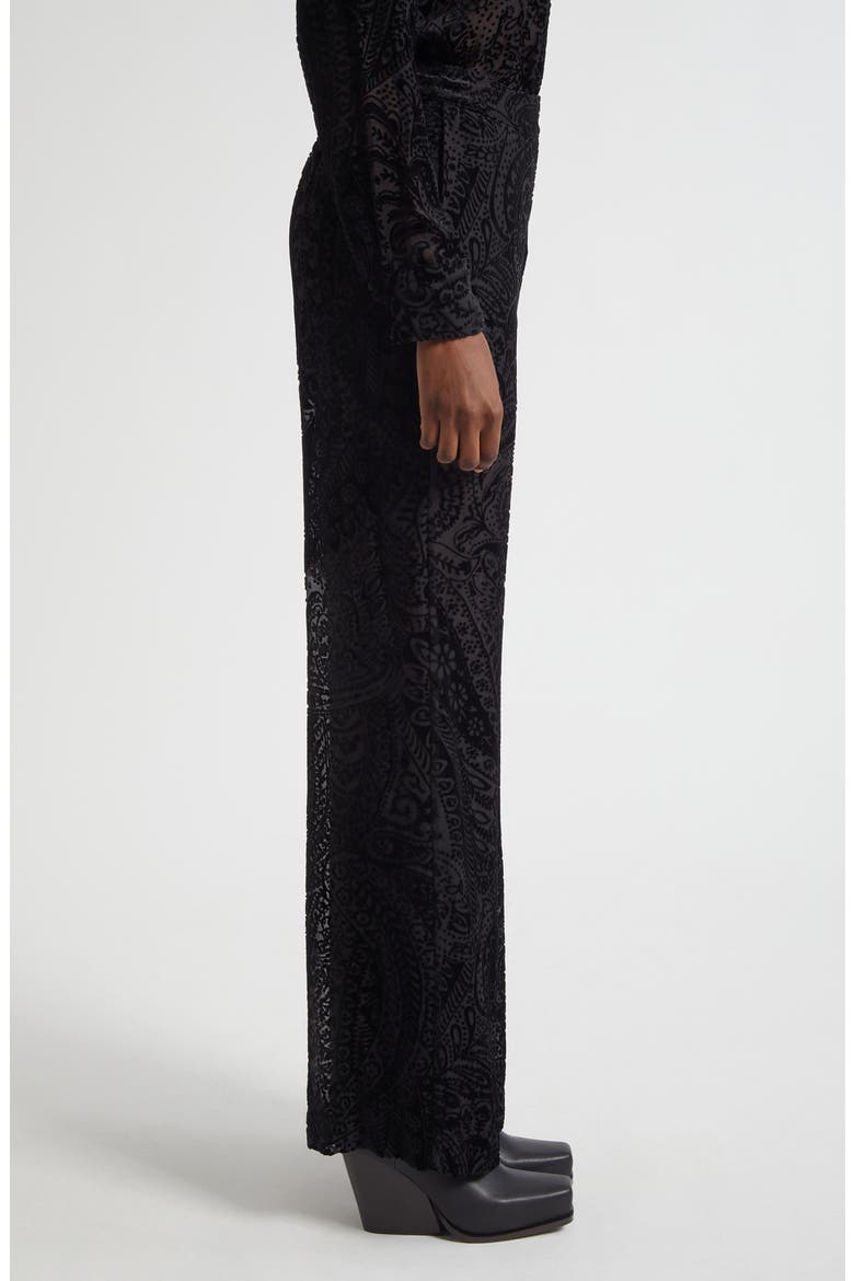 Paisley Devoré Velvet Straight Leg Pants, Alternate, color, PRINTED BLACK BASE