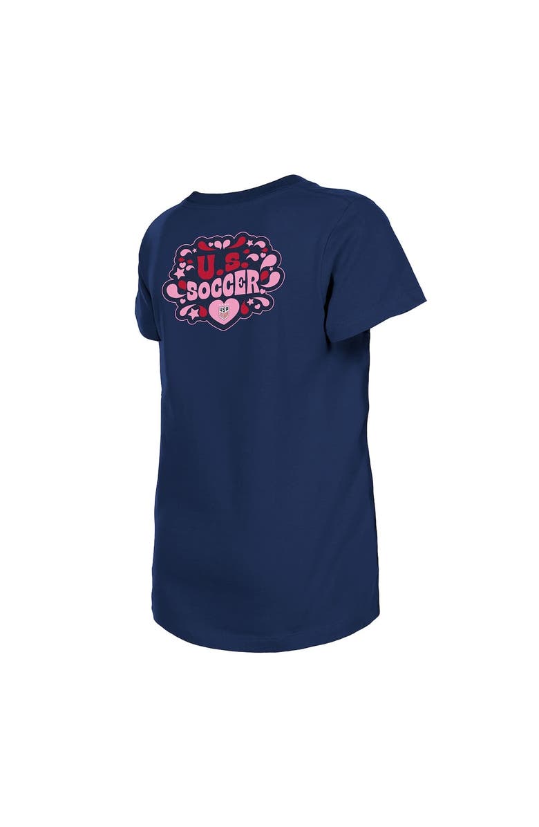 New Era Girls Youth New Era Navy USWNT Bubble Heart T-Shirt, Alternate, color, Navy