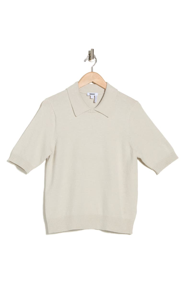 DKNY Short Sleeve Sweater, Main, color, Ecru
