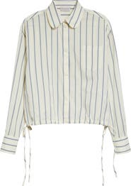 Moncler Stripe Cotton & Silk Snap-Up Shirt