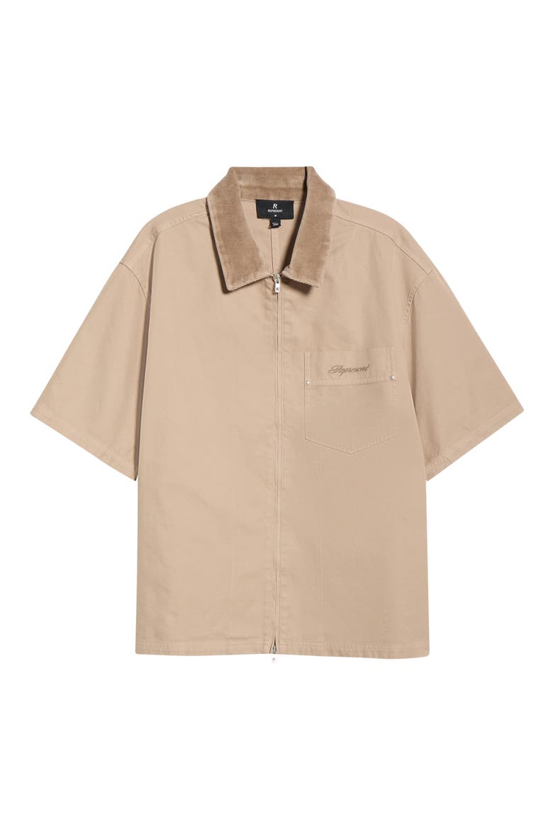 Ramona Short Sleeve Zip-Up Shirt, Alternate, color, VINTAGE KHAKI