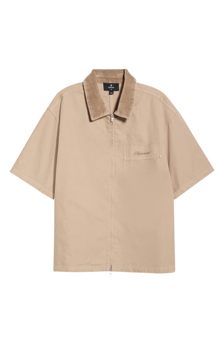 Represent Ramona Short Sleeve Zip-Up Shirt, Alternate, color, Vintage Khaki