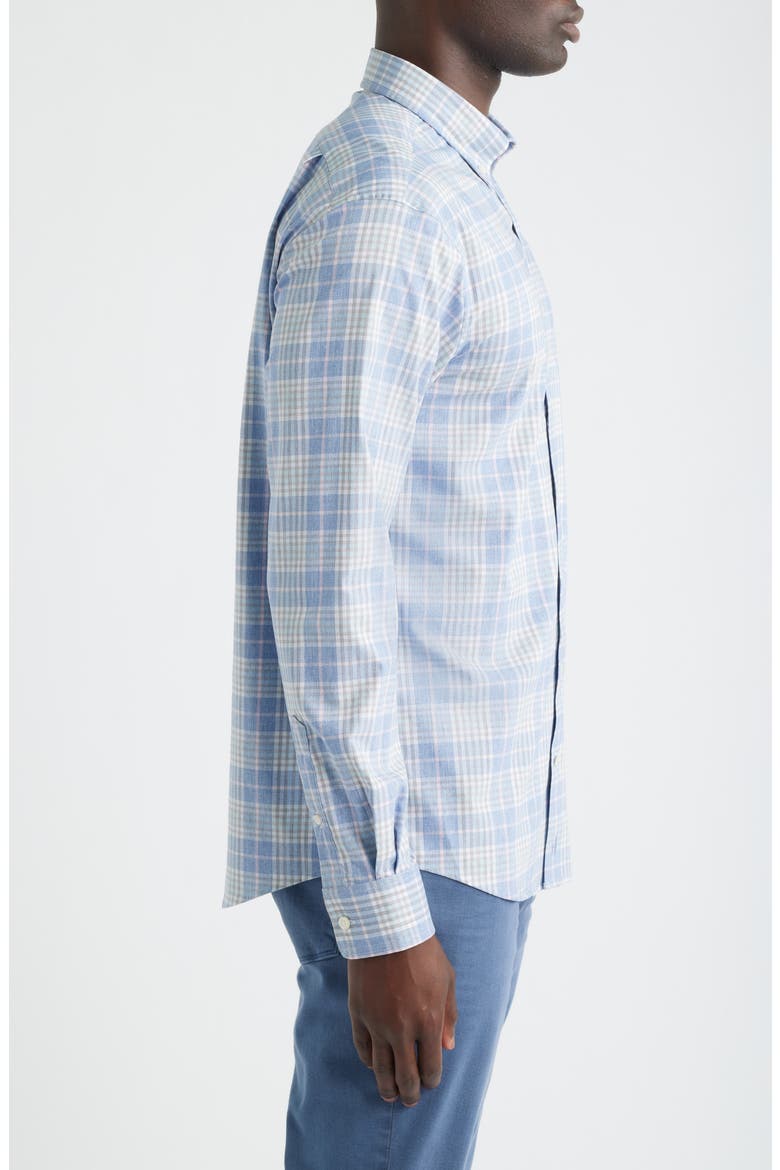 Mosley Plaid Performance Twill Button-Down Shirt, Alternate, color, SAPPHIRE